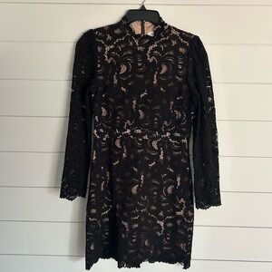 A.L.C. Black Long Sleeve crochet Lace‎ Dress, Size 6